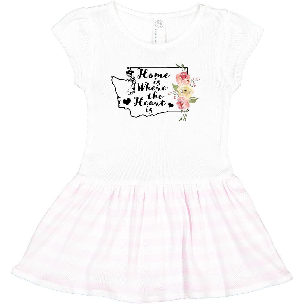 Inktastic Washington Home is Where The Heart is Watercolor Toddler Dress - Cute Outfit for Baby Girls, Toddler Clothes, Casual Wear for Playdates & Family Photos