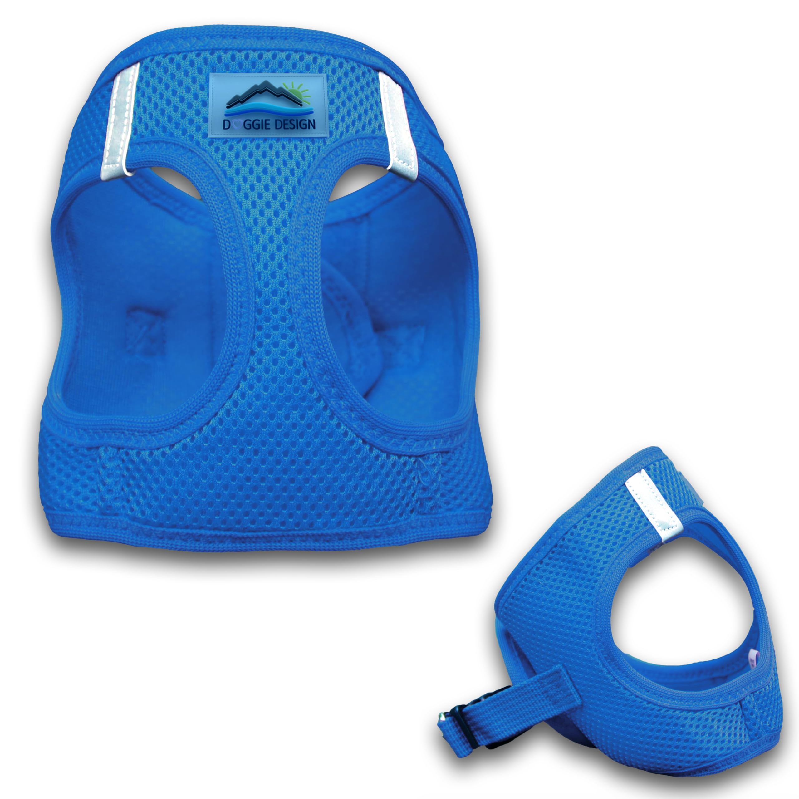Doggie Design No-Choke Dog Harness - Breathable Mesh Polyester Pet Vest with Easy Step-in Design for Small Medium Large Dogs - Cobalt Blue Size S | Perfect for Walking, Hiking & Outdoor Adventures