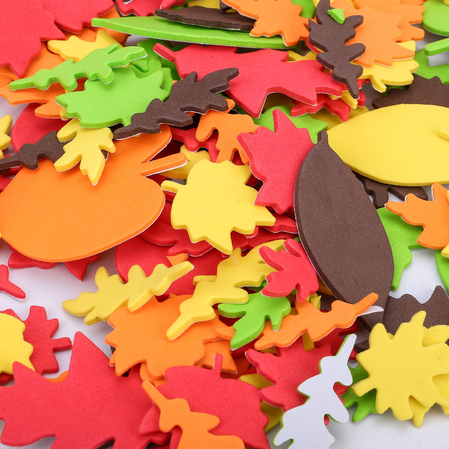 Konsait Bulk 540pcs Thanksgiving Foam Stickers - Fall Leaf, Maple Leaf Adhesive Stickers for DIY Crafts, Scrapbooking, Autumn Party Decorations | Perfect for Thanksgiving Decor, School Projects & Seasonal Home Decor
