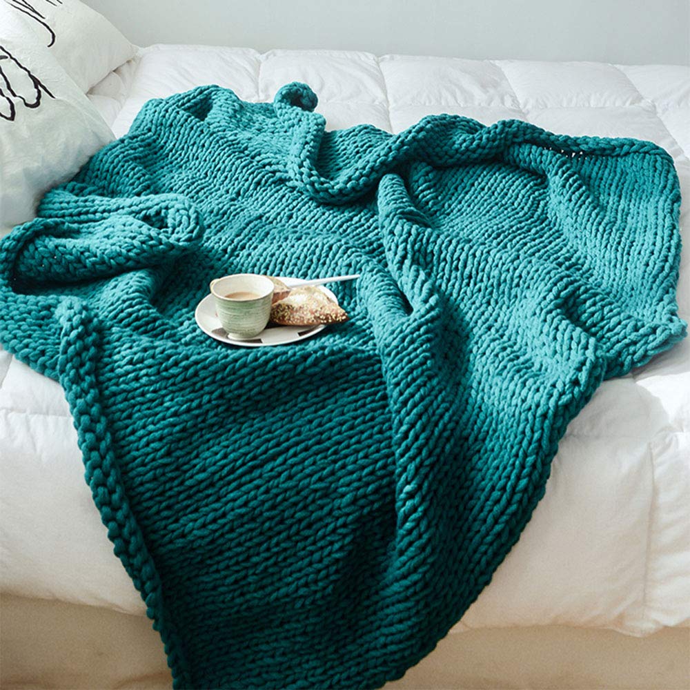 Handmade Chunky Knit Braided Blanket - Soft & Cozy Large Knitted Throw Blanket (51