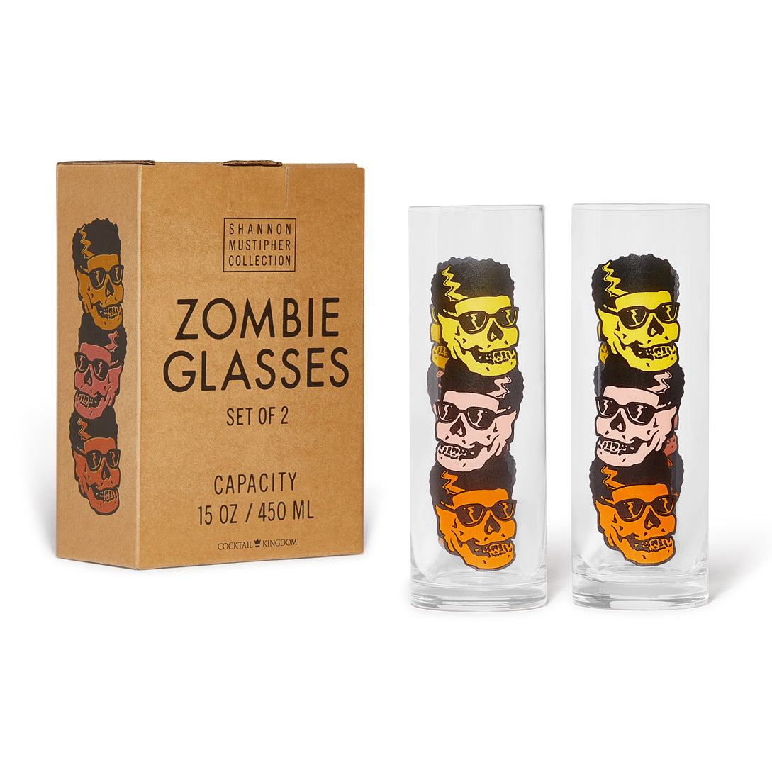 MUSTIPHER Zombie Glass - 15oz (450ml) Tumbler Cup - Set of 24 - Perfect for Halloween Parties, Horror Themed Events & Bar Drinks