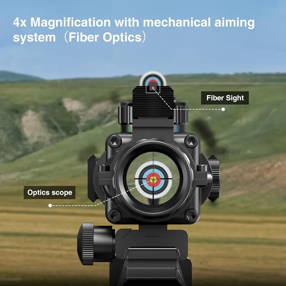 Tactical Rifle Scope with Red, Green & Blue Illuminated Reticle - 20mm Rail Mount & Fiber Optic Sight for Hunting and Shooting - Perfect for Low Light Conditions and Long Range Precision