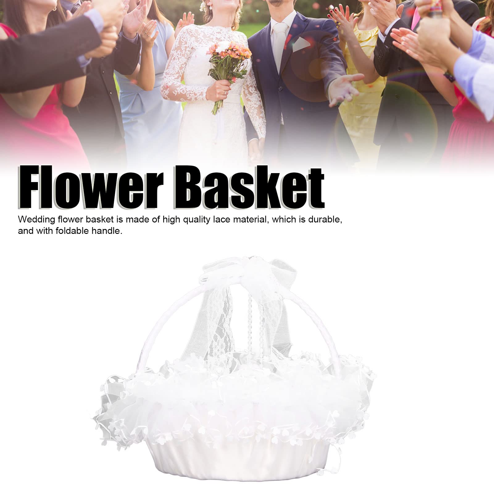 Elegant Lace Wedding Basket - Multipurpose Romantic Flower Basket for Ceremonies, Celebrations & Home Decor | Perfect for Weddings, Anniversaries & Special Events