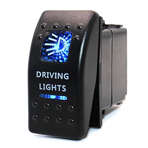 Waterproof 5-Pin SPST ON/Off Toggle Switch with Blue LED Light - 12V/24V Rocker Switch for Automotive, Truck, Boat & Marine Applications | Perfect for Driving Lights, Off-Road Vehicles & Marine Equipment