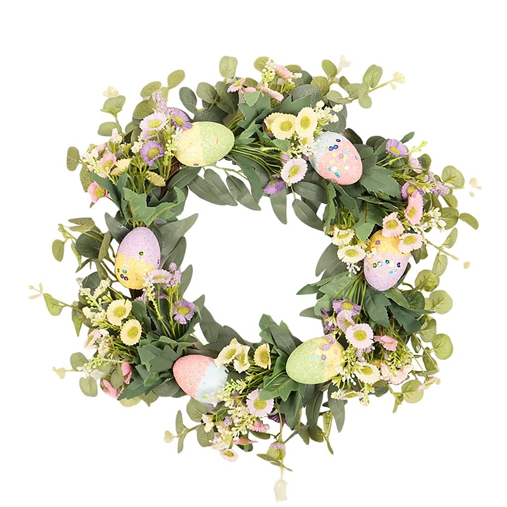 YFQHDD Artificial Ginkgo & Eucalyptus Leaf Wreath - Realistic Faux Greenery Decor for Living Room, Window, Door - Home Wall Hanging Decoration for Year-Round Seasonal Display (Christmas, Fall, Spring)