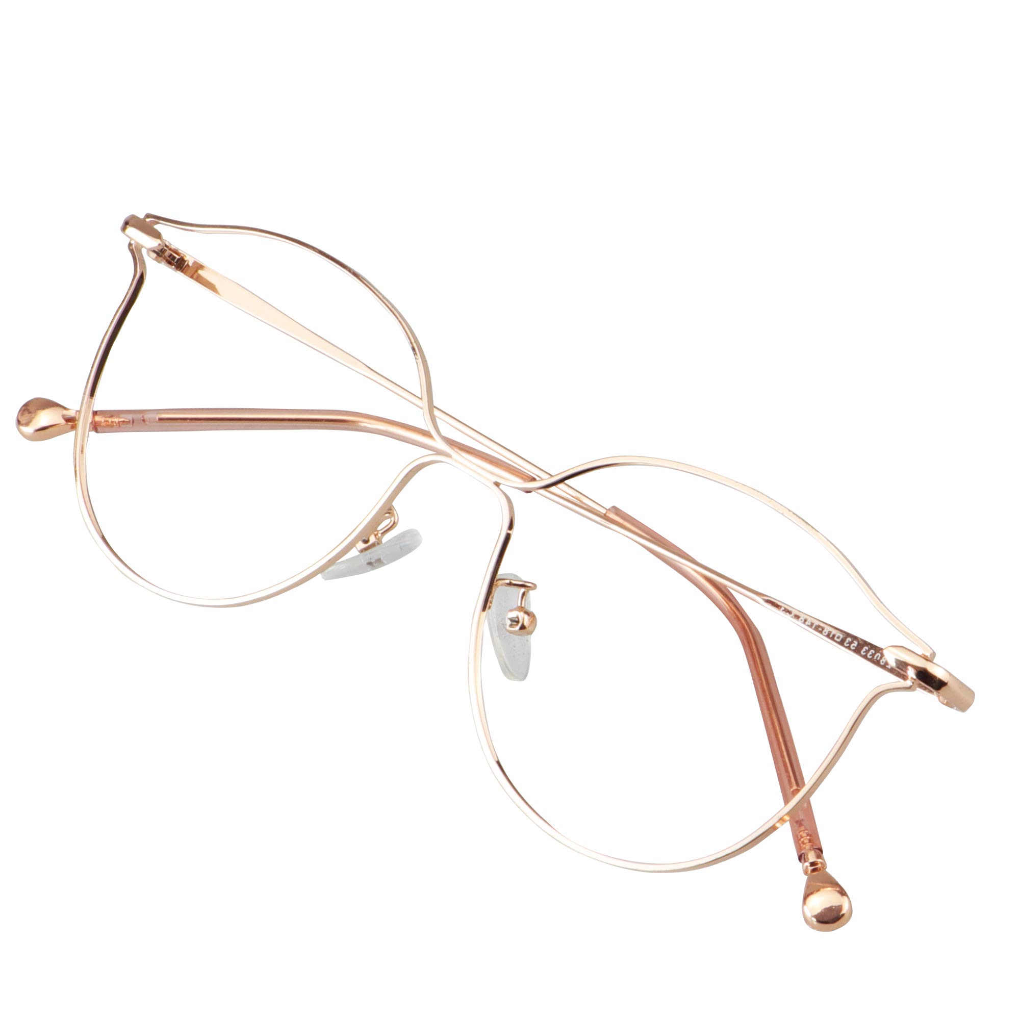 VisionGlobal Blue Light Blocking Glasses for Women - Anti Eyestrain Computer Glasses with Stylish Oval Frame for Office Work, Gaming & Screen Time Protection