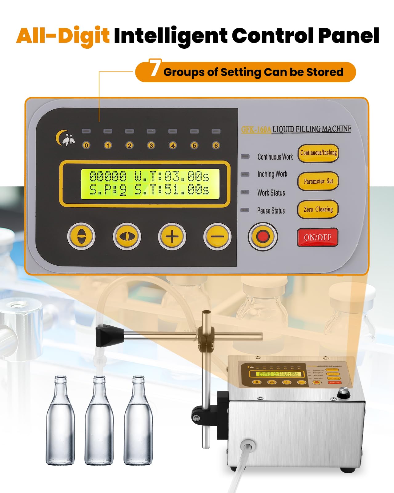 GFK-160A Digital Liquid Filling Machine for 2-118 Oz Bottles - Anti-Drip Nozzle & Diaphragm Pump - Perfect for Cosmetics, Wine, Makeup Remover - Ideal for Small Business & Home DIY Production