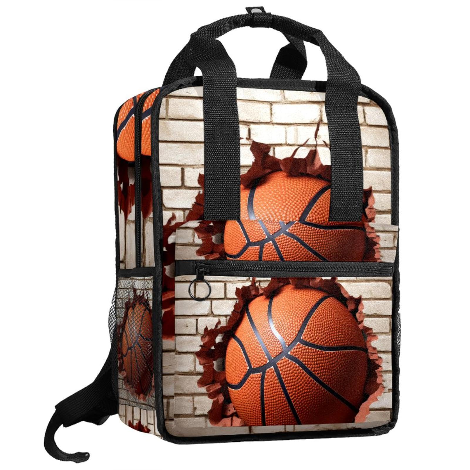 Stylish Travel & Work Backpack with Basketball Wall Texture Design - Perfect for Commuting, Gym, and Outdoor Adventures