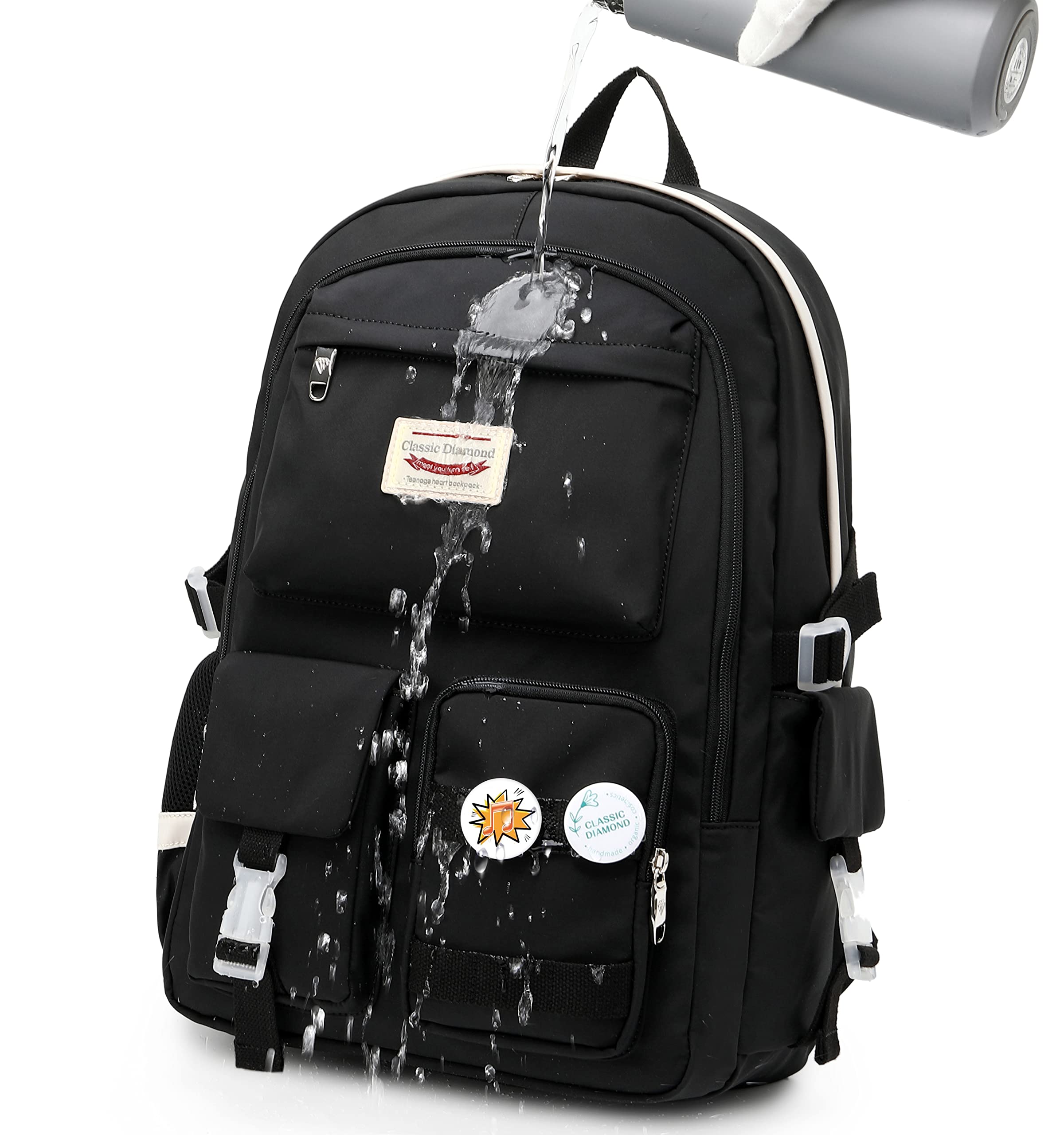 Cute Anime School Backpack for Girls - Kawaii Laptop Bookbag for Teens & College Students - Durable Black Backpack for School, Travel & Daily Use