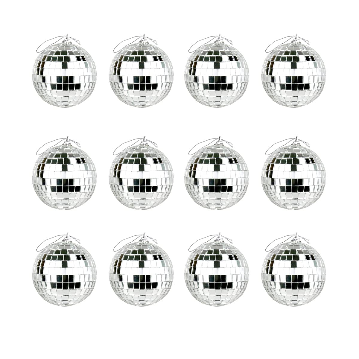 12 Pcs 1.2 Inch Shatterproof Reflective Mirror Disco Balls - Christmas Tree & Holiday Party Decorations for Wedding, Home, Xmas, New Year, and Festive Celebrations