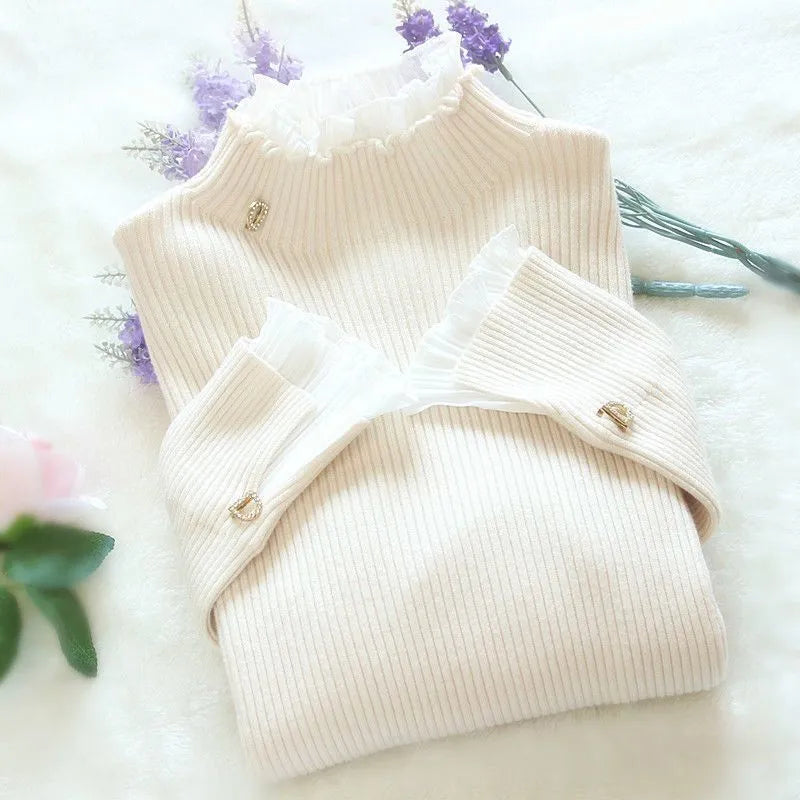 Korean Style Turtleneck Sweater for Women - Elegant Pink & Purple Slim Fit Pullover Jumper | Warm Winter Basic Top for Office, Dating & Casual Outfits