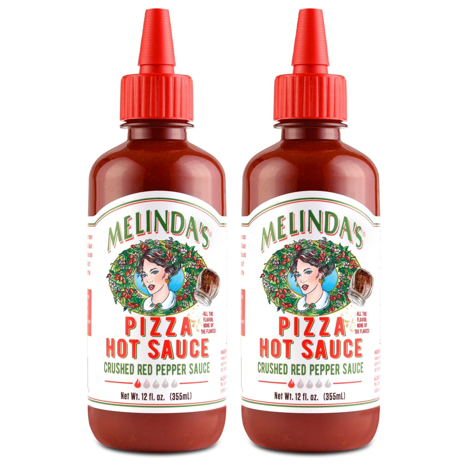 Melinda's Gourmet Spicy Pizza Sauce - 12oz (2 Pack) | Crushed Red Pepper Hot Sauce with Fresh Cayenne Peppers, Garlic & Tomatoes | Perfect for Pizza, Wings, Pasta & More