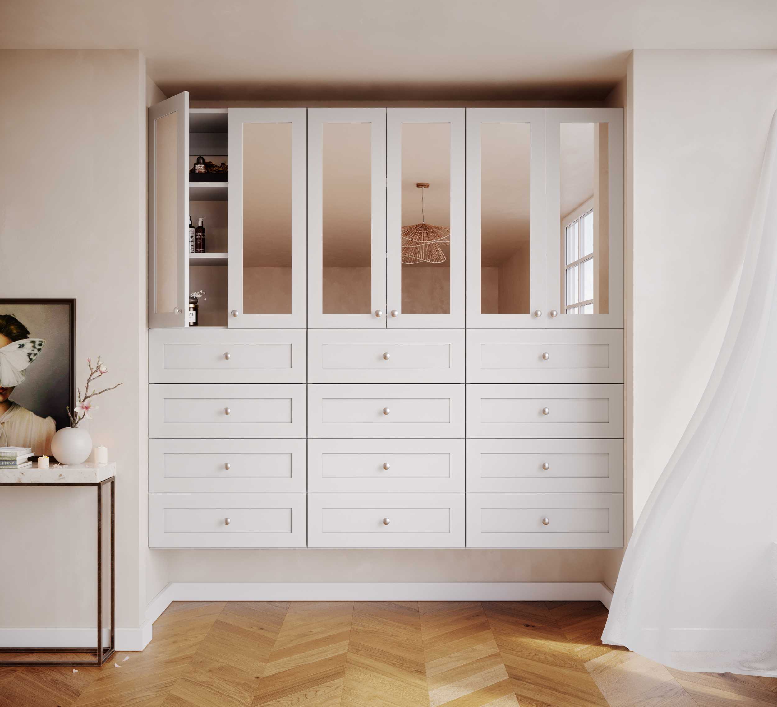 Full-Length Mirror Closet Doors for Bedroom & Wardrobe - Modern Frameless Design for Home & Office Organization