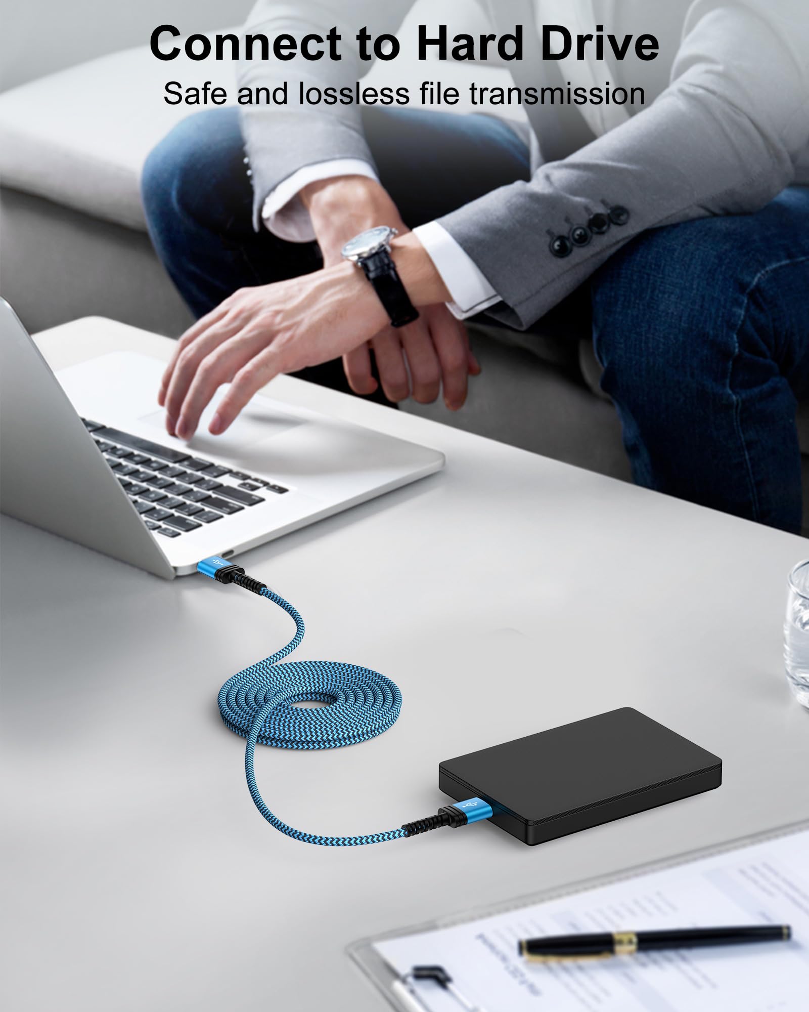 AILKIN USB 3.0 A to A Cable 6ft - High-Speed Data Wire for Monitor, Hard Drive, Laptop