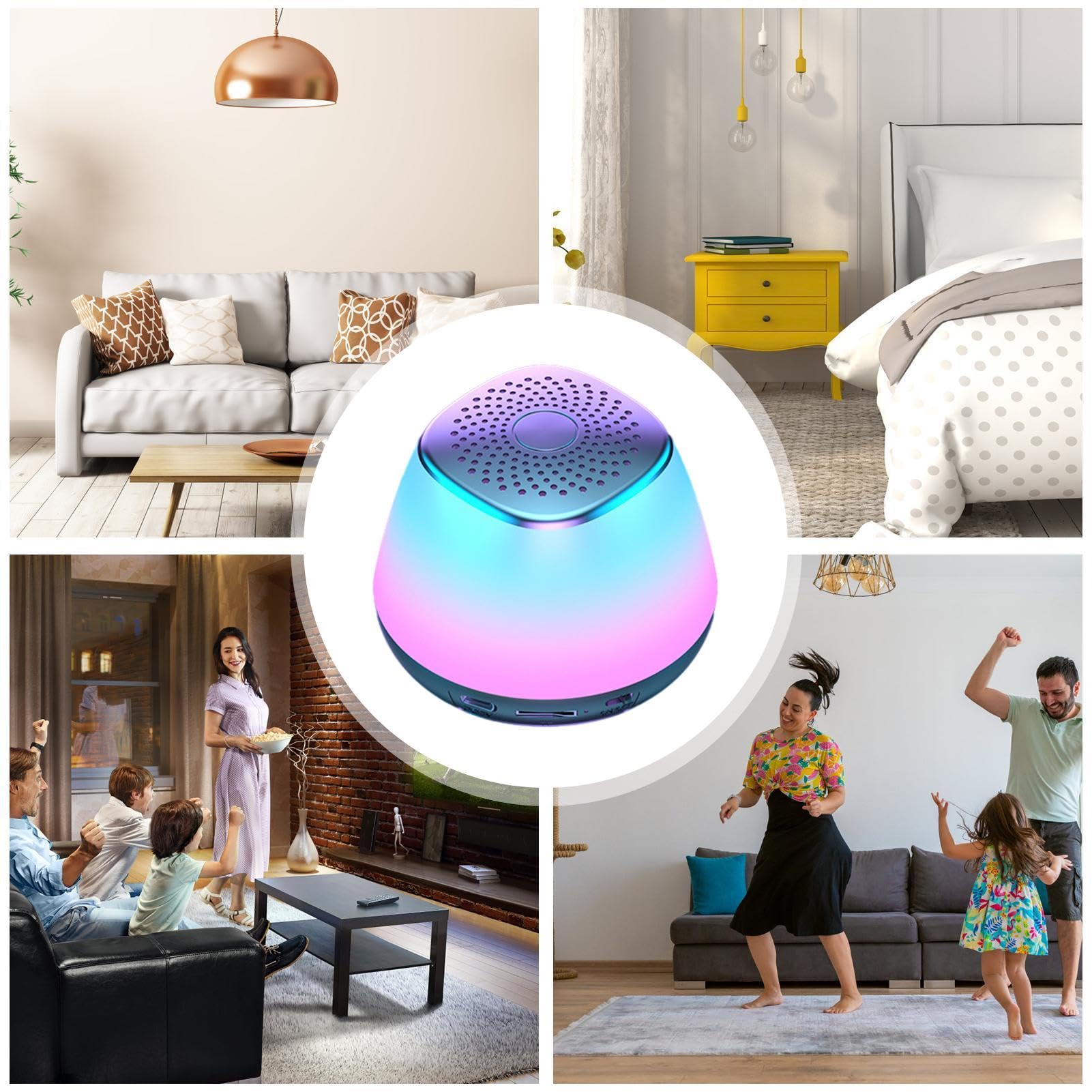 Portable Wireless Bluetooth Speaker with Colorful Night Light - Waterproof Outdoor Speaker for Car, Camping, Travel, Beach & Home Use | Smart Mini Speaker with Long Battery Life