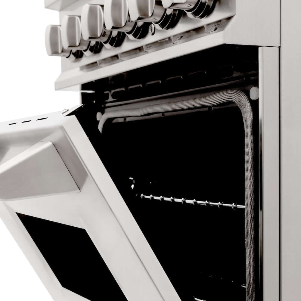 ZLINE RA24 24-inch 2.8 cu. ft. Stainless Steel Dual Fuel Range - 4 Burner Gas Cooktop & Electric Convection Oven for Professional Home Kitchen Cooking