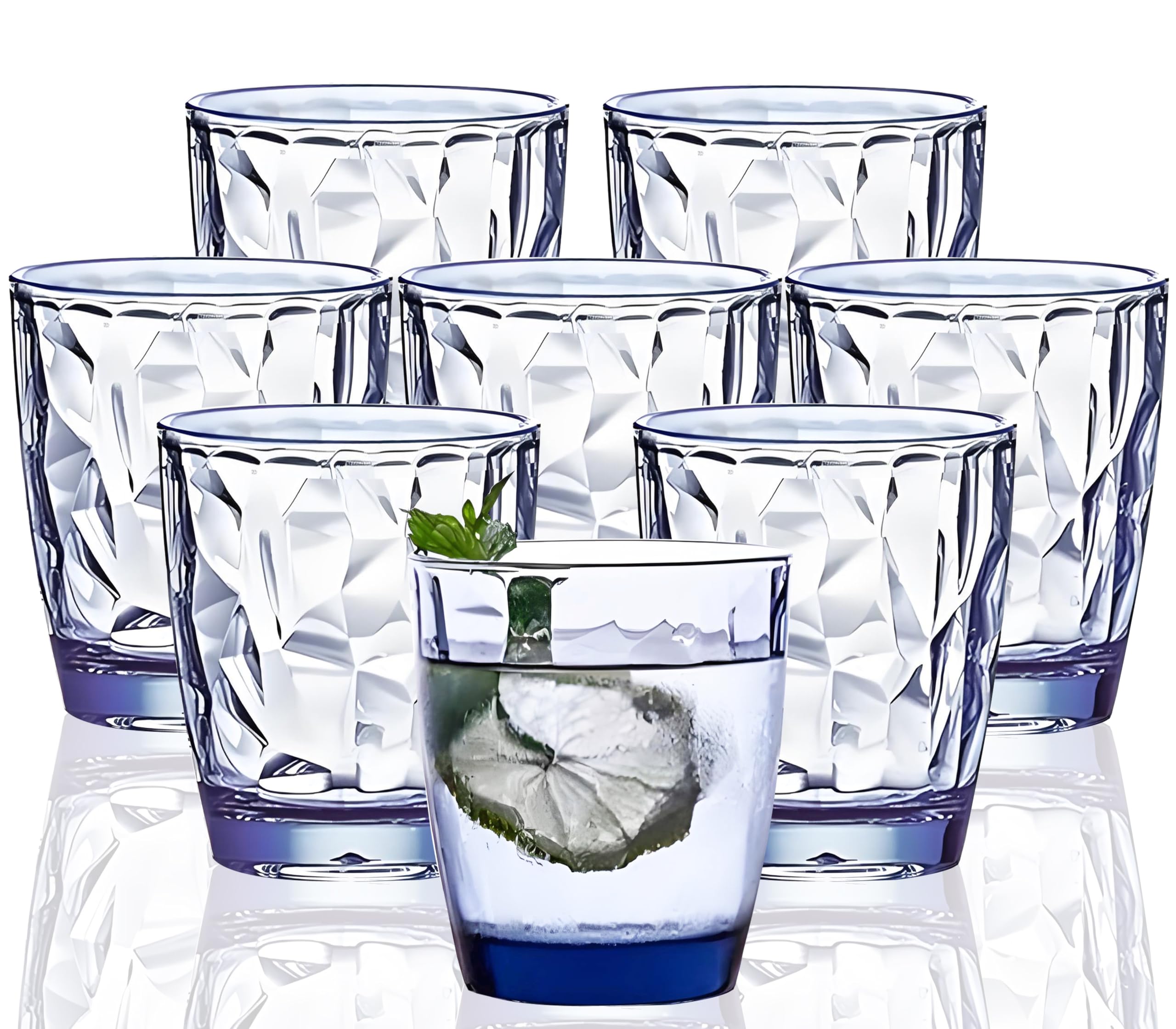 10 Oz Unbreakable Tritan Drinking Glasses - Dishwasher Safe, BPA Free, Shatterproof Plastic Cups - Set of 8 Reusable Kitchen Drinkware (Blue) - Perfect for Parties, Picnics, and Everyday Use