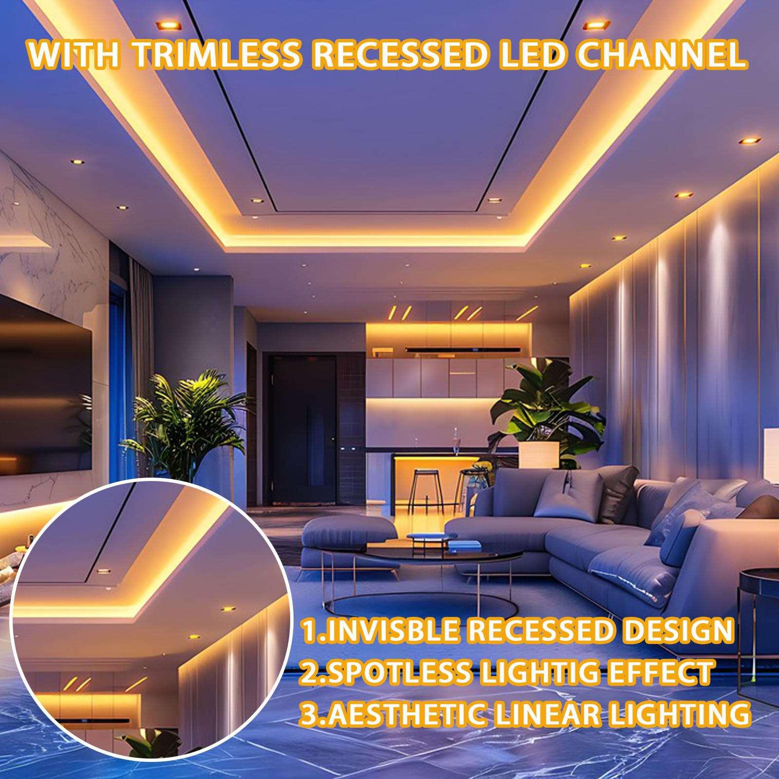 10 Pack 2m/6.6ft LED Strip Light Diffuser Channel - Aluminum Trimless Recessed Drywall Profile with Milky Cover & End Caps for Wall & Ceiling Lighting - Perfect for Home, Kitchen, Bedroom, and Office Decor
