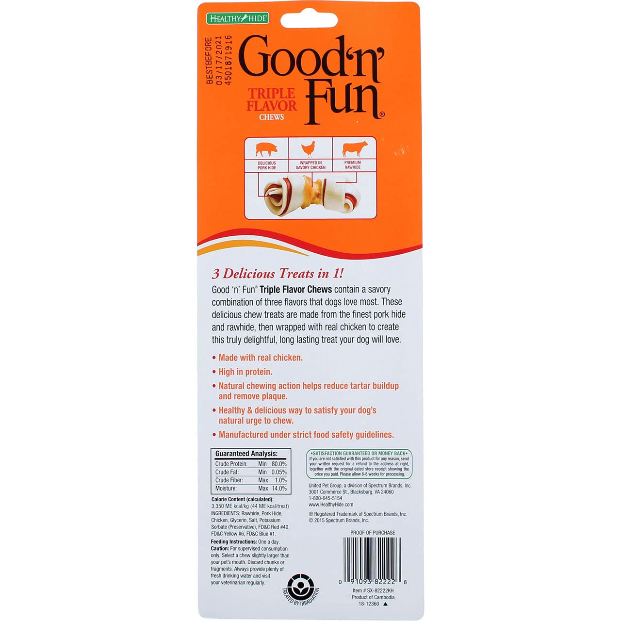 Good 'n' Fun Triple-Flavor Dog Chew Bones - Beef, Pork & Chicken Mini (7 Pack, Pack of 4) - Long-Lasting Dental Treats for Small & Medium Dogs - Perfect for Training, Teething & Playtime