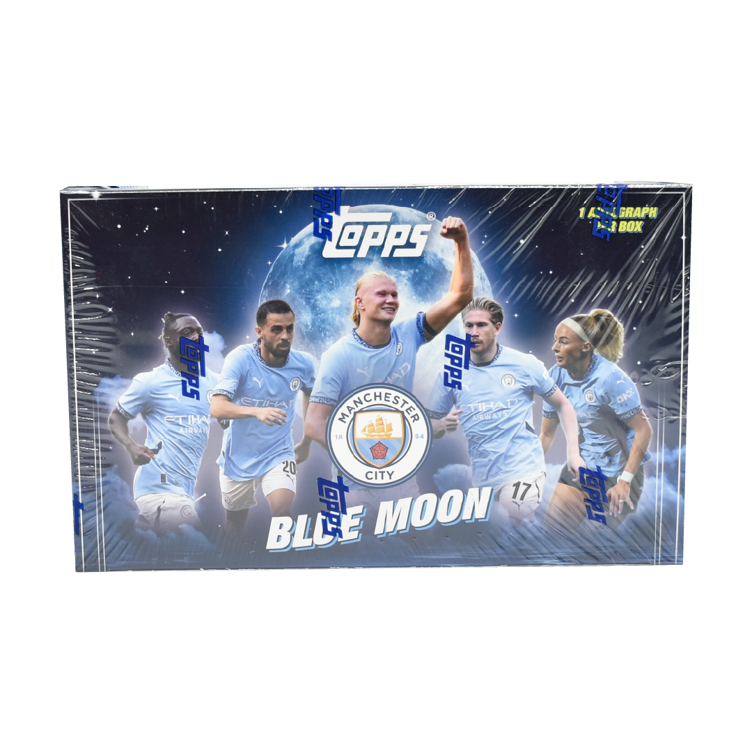 Topps Blue Moon Manchester City 2024/25 Hobby Box - Soccer Trading Cards Collection for Fans & Collectors - Perfect for Gifts, Display, and Investment