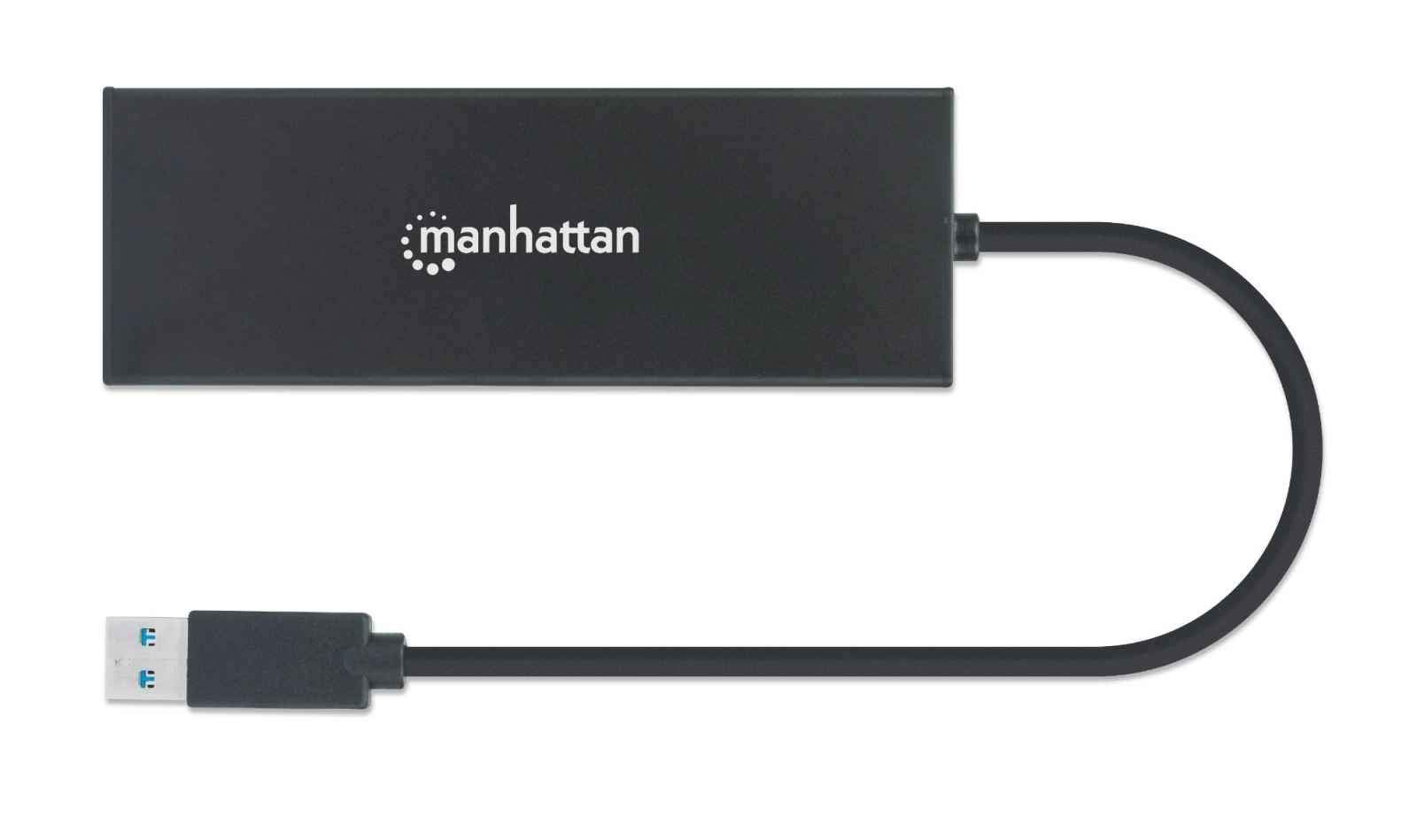 Manhattan 5-in-1 USB-A Hub with Ethernet, HDMI, 2 USB Ports & VGA - Dual Monitor Adapter for Laptop/PC - Portable Docking Station for Home Office & Business Travel