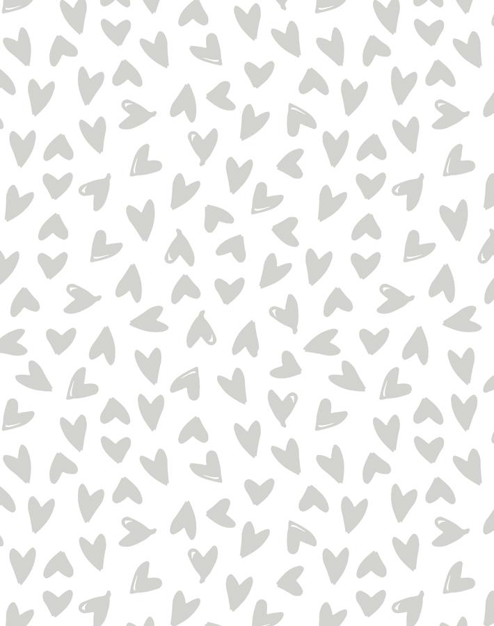Hearts Wallpaper by Sugar Paper - Grey on White Peel & Stick Wallpaper for Nursery, Bedroom, and Home Decor