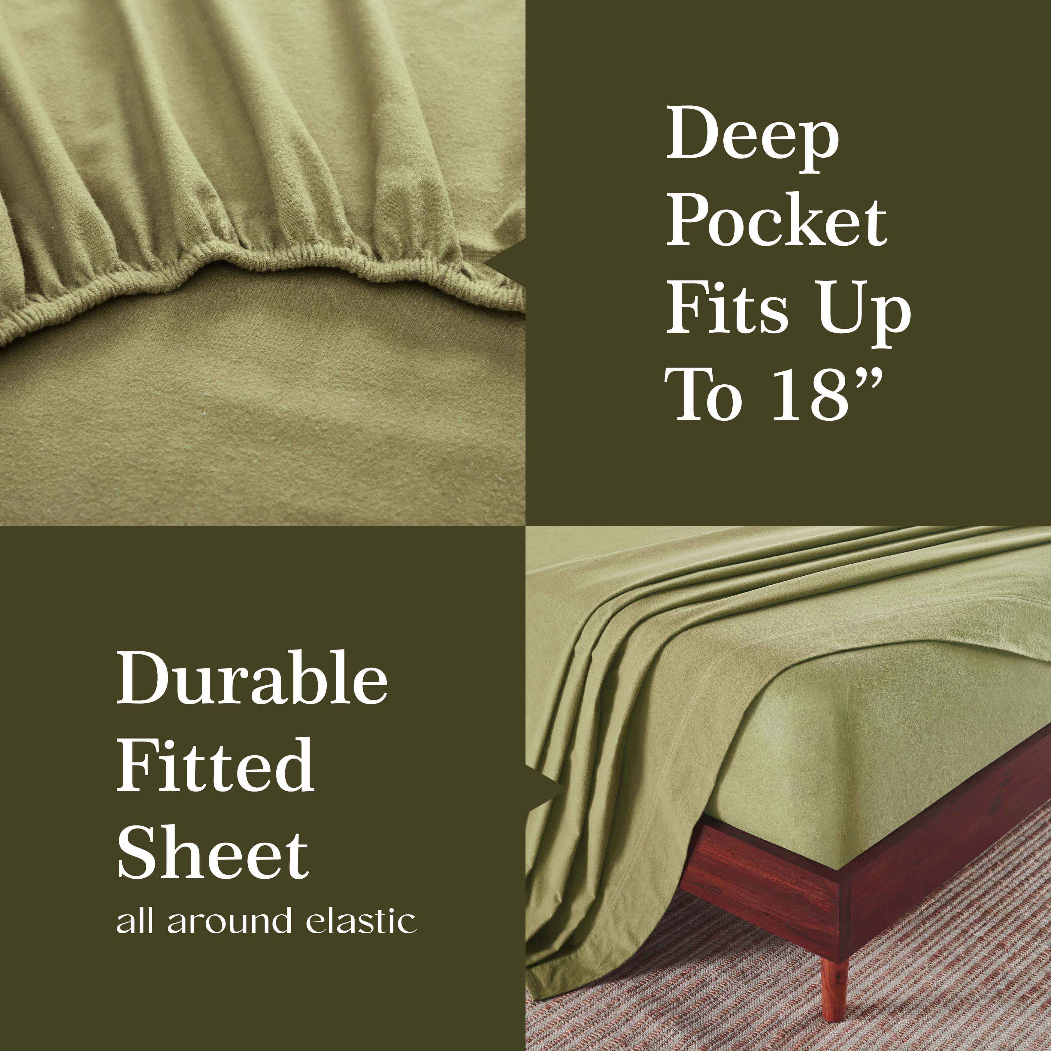 Premium Rome Flannel Cotton Solid Brushed Deep Pocket Sheet Set - Ultra Soft & Cozy Bedding for Winter - Perfect for Master Bedroom, Guest Room & Dorm Use