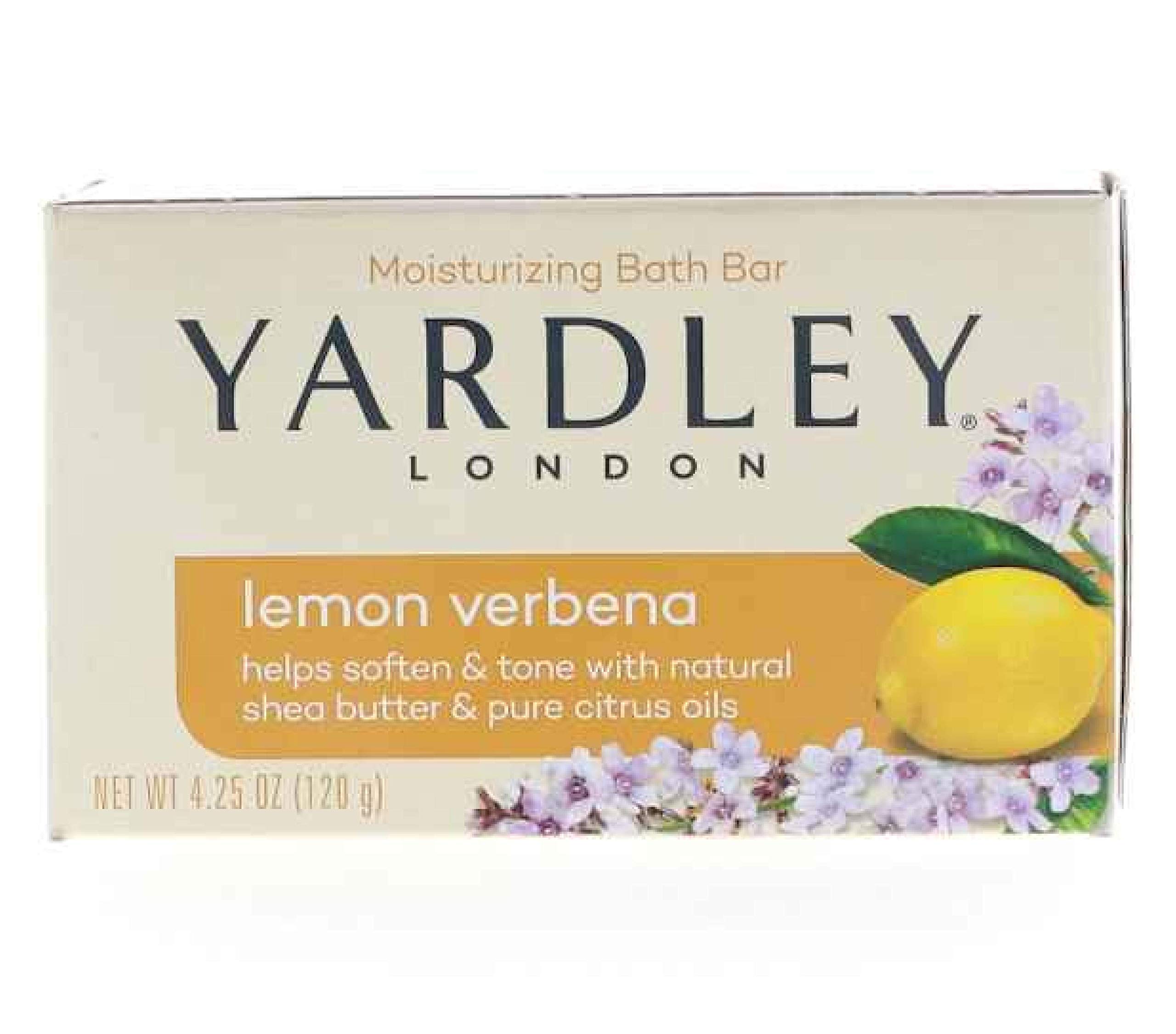 Yardley London Lemon Verbena & Shea Butter Bar Soap - Unisex Moisturizing Hand & Body Cleanser for Dry Skin - Perfect for Bath, Shower & Gift Giving (1 Piece)