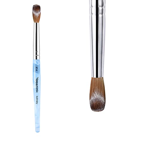 Professional Kolinsky Acrylic Nail Brush for Perfect Acrylic Application - Size 14 Round Oval Swirl with Blue Handle - Ideal for Acrylic Powder, Nail Extensions & Salon Professionals - Perfect for Home Manicures & Professional Nail Art