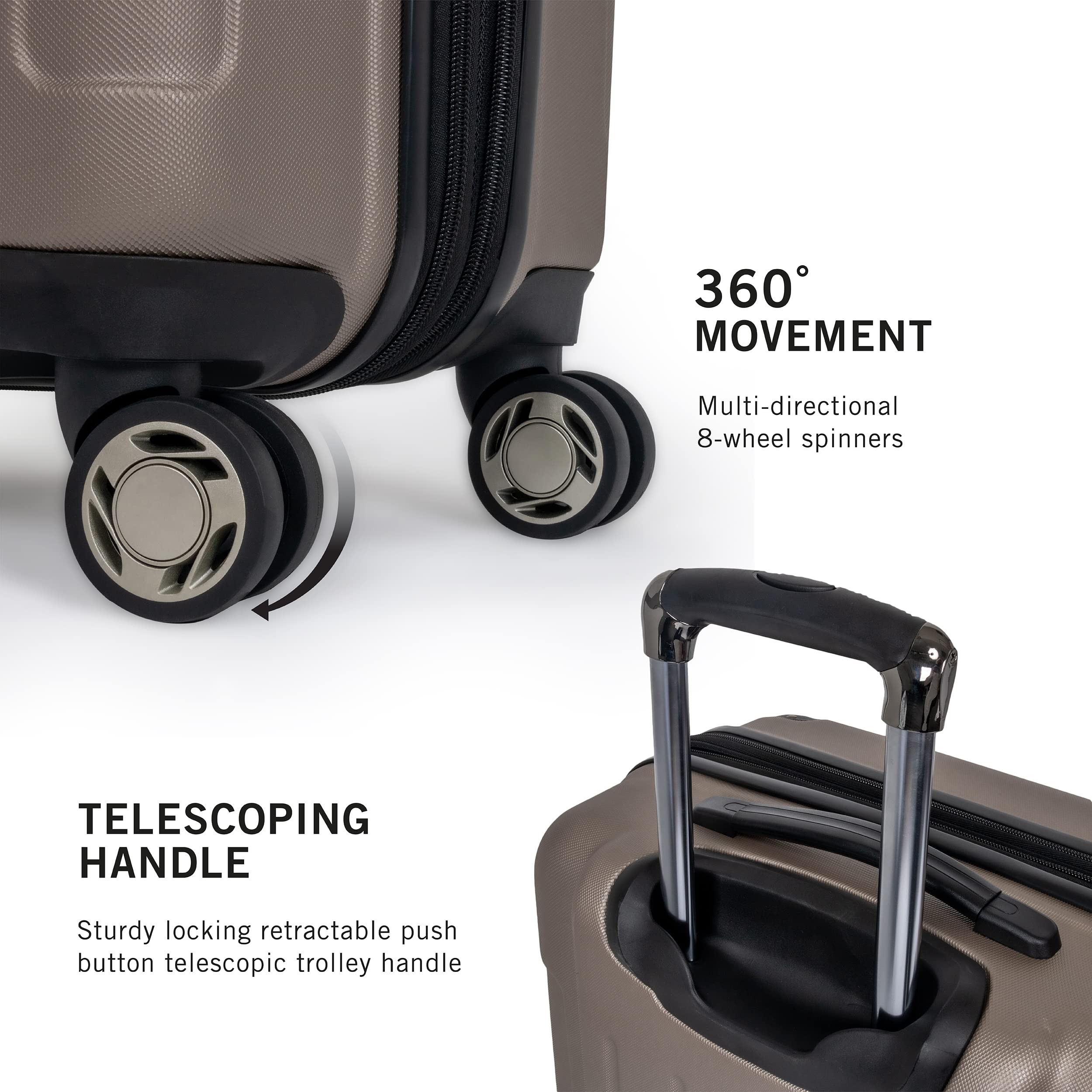 Kenneth Cole REACTION Renegade 24-Inch Expandable Hardside Spinner Luggage with 8-Wheels - Lightweight Checked Suitcase in Champagne | Perfect for Business Travel & Vacation Packing