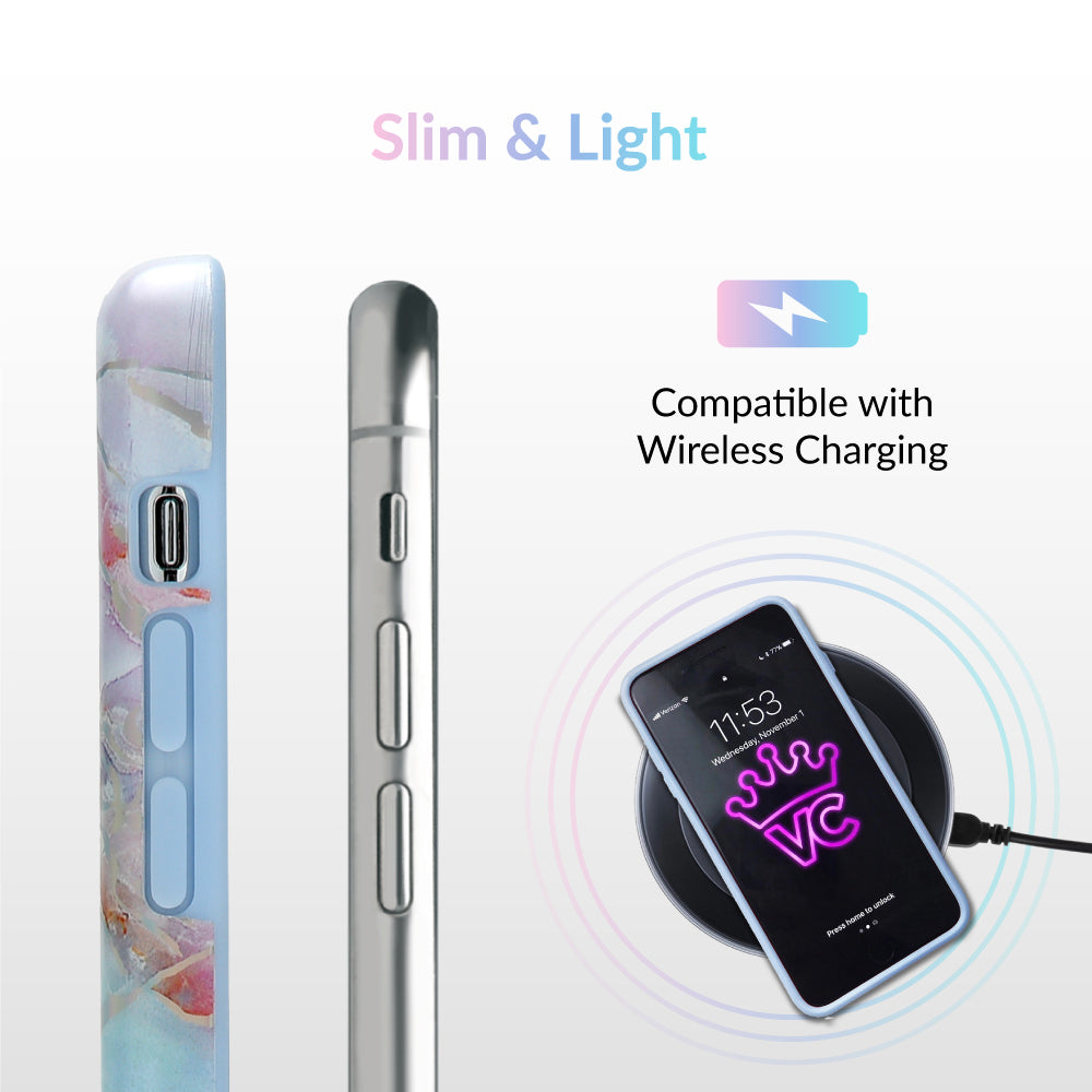 Holo Moonstone Marble iPhone Case - Protective & Stylish Phone Cover for iPhone 13/14/15 Pro Max - Perfect for Everyday Use, Travel & Gift Giving