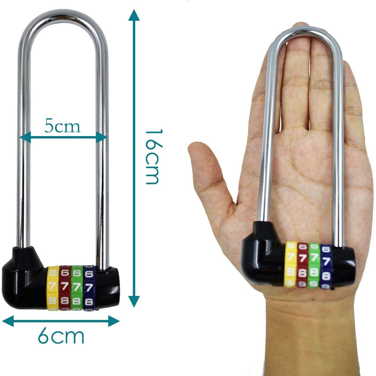 5 Inch (12.5cm) Long Shackle Beam Gym Locker Lock - 4 Digit Combination Padlock for Cabinet, Bike, School, Gym, Sports Locker, Fence & Toolbox - Durable Security Lock for Storage Boxes, Cases & Hasp - Perfect for Home, Office & Outdoor Use