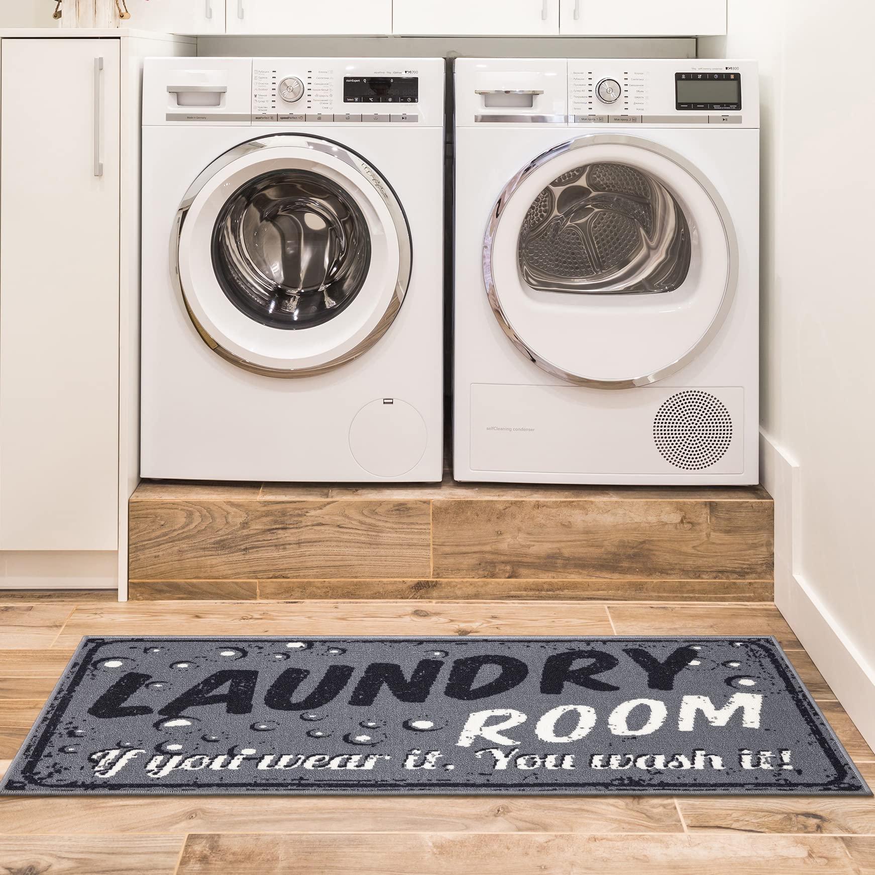 Ottomanson Non-Slip Rubberback Bubble Design Laundry Room Runner Rug - 20