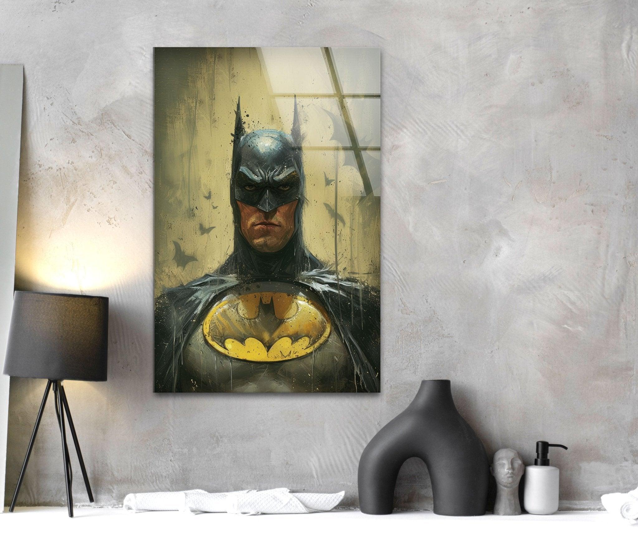Batman Glass Wall Art - Stunning Superhero Decor for Home & Office - Perfect for Living Room, Bedroom, or Man Cave