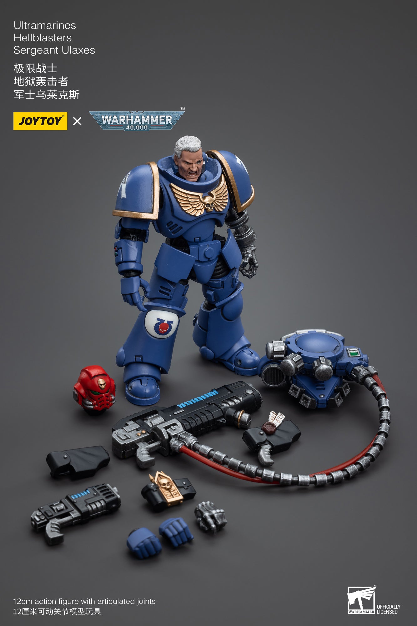 1/18 JOYTOY Warhammer 40K Ultramarines Hellblasters Sergeant Ulaxes Action Figure - Collectible Miniature for Tabletop Gaming & Display