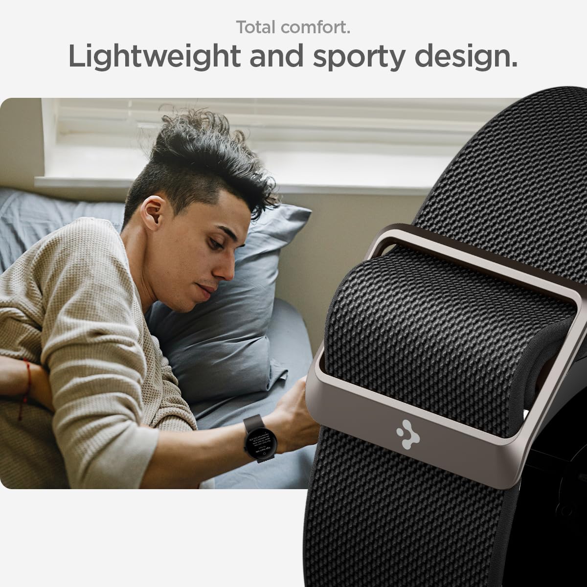Spigen Lite Fit Nylon Solo Loop Strap for Google Pixel Watch 3 (45mm) - Black | Comfortable & Adjustable Smartwatch Band for Workouts, Running & Daily Wear (2024 Model)