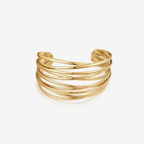 Wide Wire Gold Bracelet