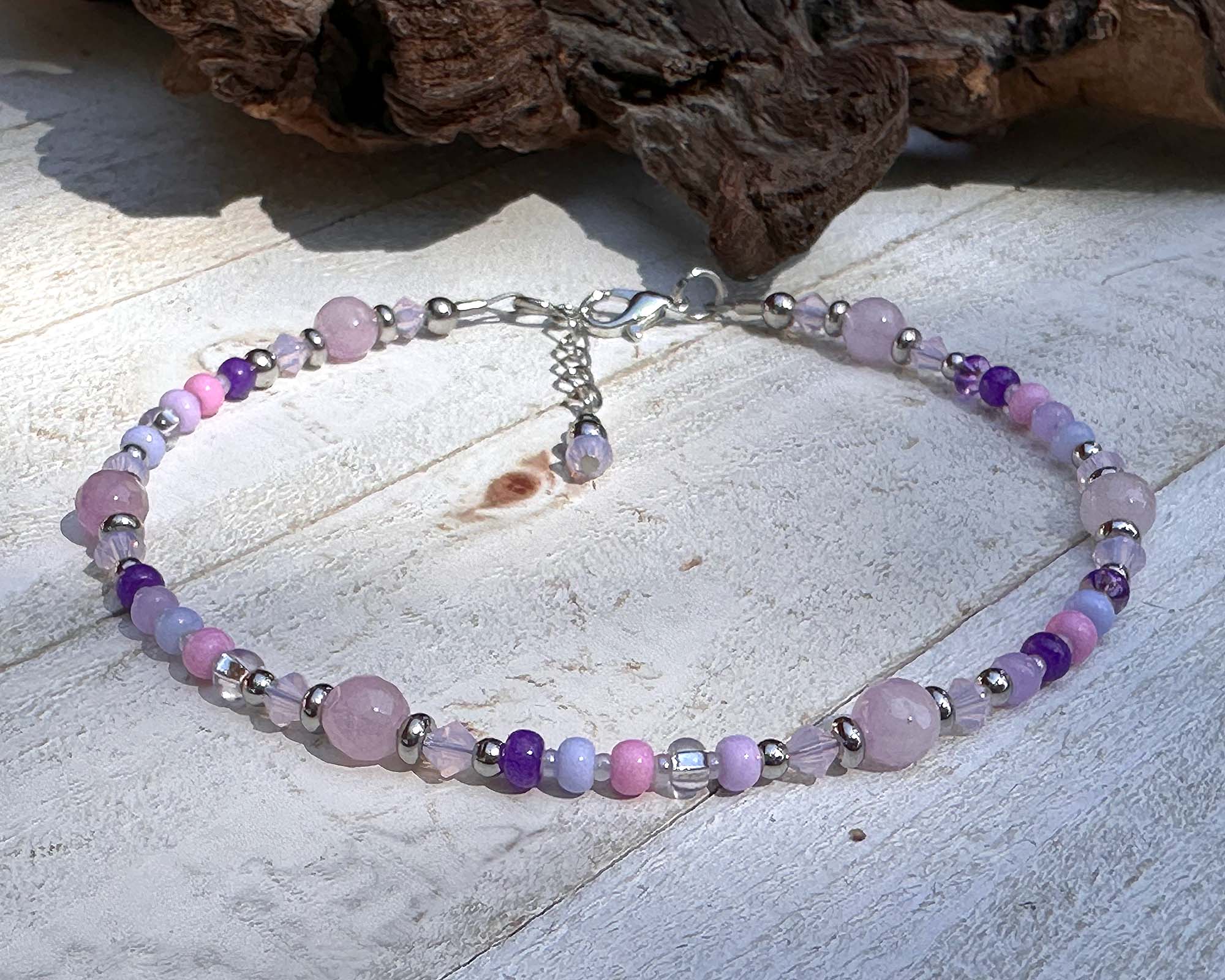 Elegant Pink & Purple Beaded Anklet for Women - Bohemian Summer Beach Jewelry - Perfect for Vacation, Festival, and Casual Wear