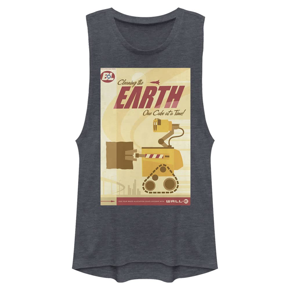 Pixar Wall-E Cleaning The Earth Movie Poster Women's Muscle Tank Top - Cute Disney Cartoon Graphic Tee for Casual Wear, Gym & Fan Gifts