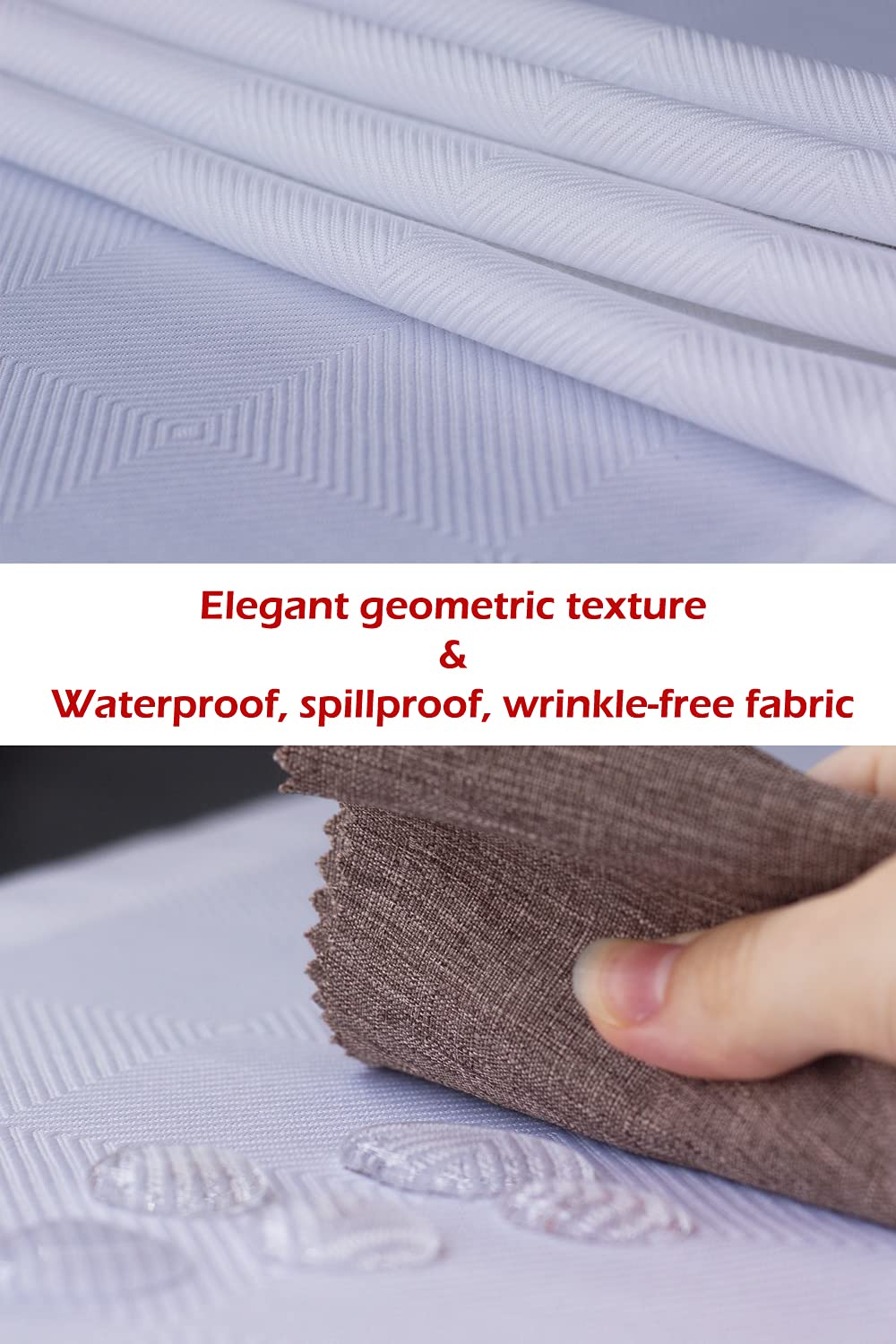 48 Inch White Waterproof Table Runner - Geometric Decor for Coffee Table, Dresser, Nightstand - Perfect for Outdoor Dining, Dinner Parties, Weddings & Independence Day Celebrations