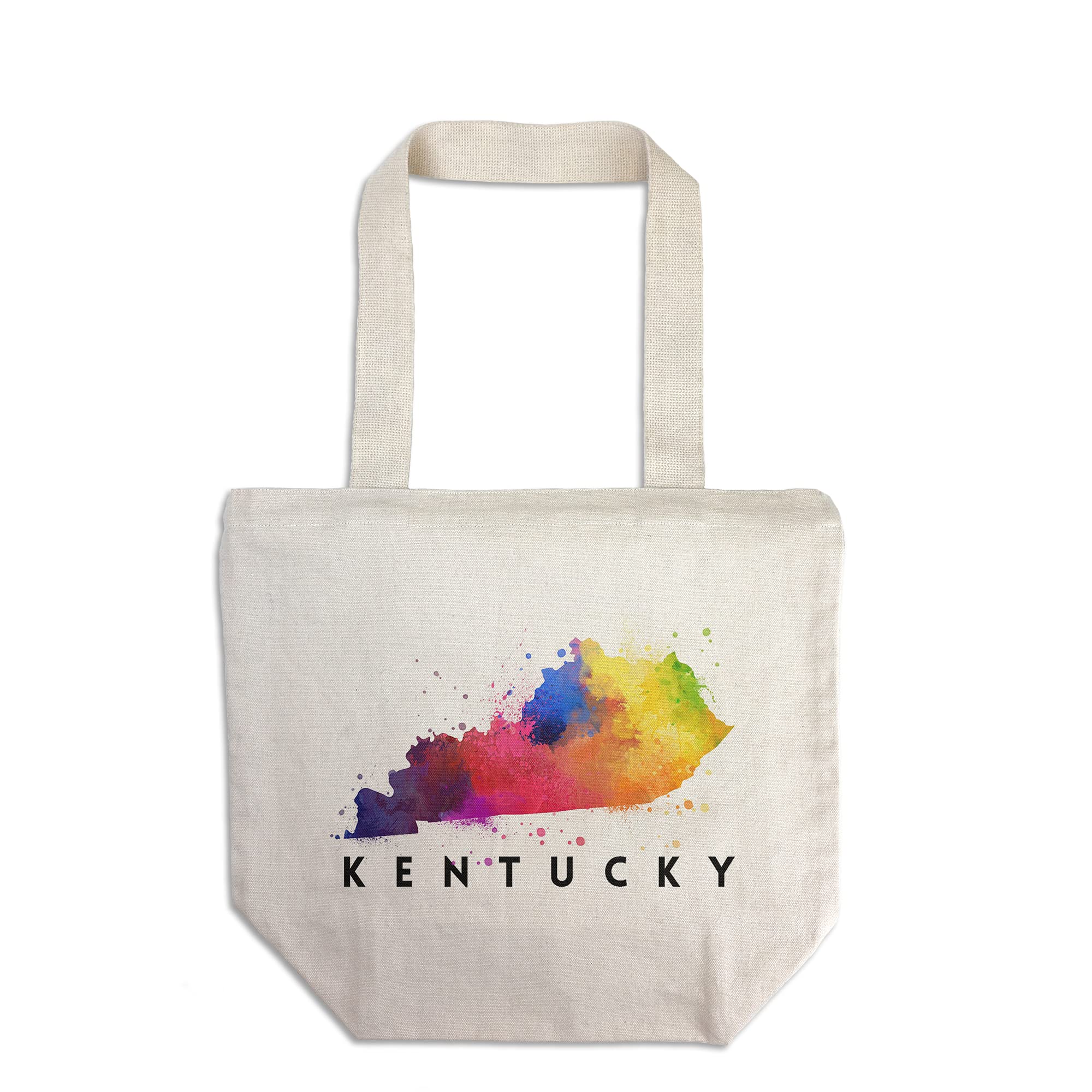 Kentucky State Abstract Watercolor Tote Bag - 100% Cotton Canvas Reusable Shopping Bag for Groceries, Beach & Travel