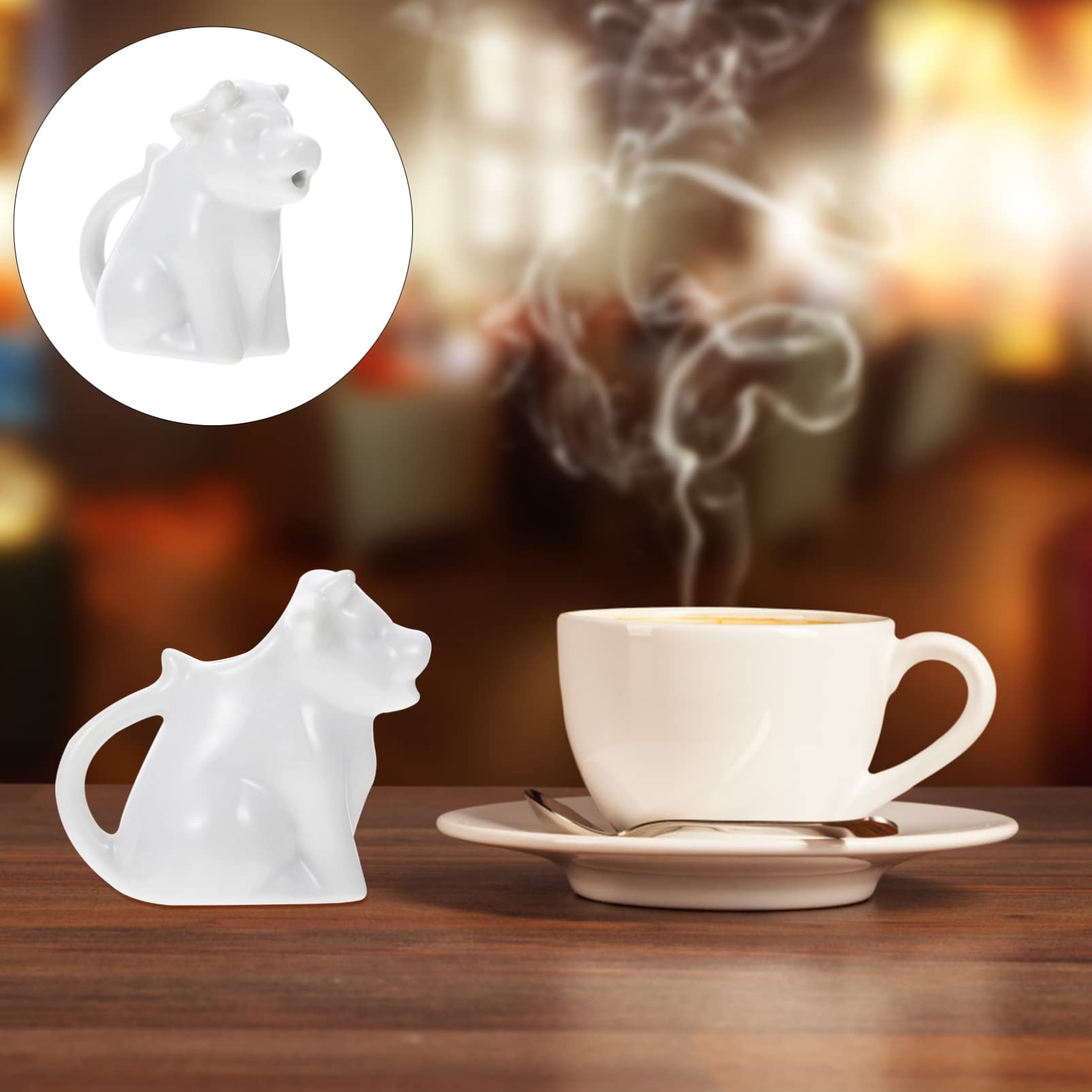 UPKOCH Animal Shaped Ceramic Milk Frother - Cow Design Coffee Frothing Pitcher for Latte Art, Hot Chocolate & Cappuccino | Unique Kitchen Tool for Baristas & Home Brewing | Perfect for Coffee Shops, Breakfast & Gift Giving