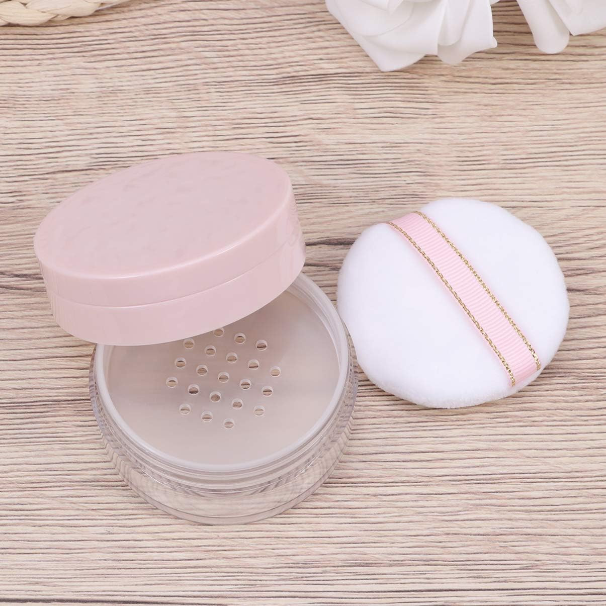 Refillable Empty Loose Powder Container with Puff - Plastic Cosmetic Compact Case with Sifter for Face Powder (Pink) | Perfect for Travel, Makeup Touch-Ups & Professional Makeup Artists