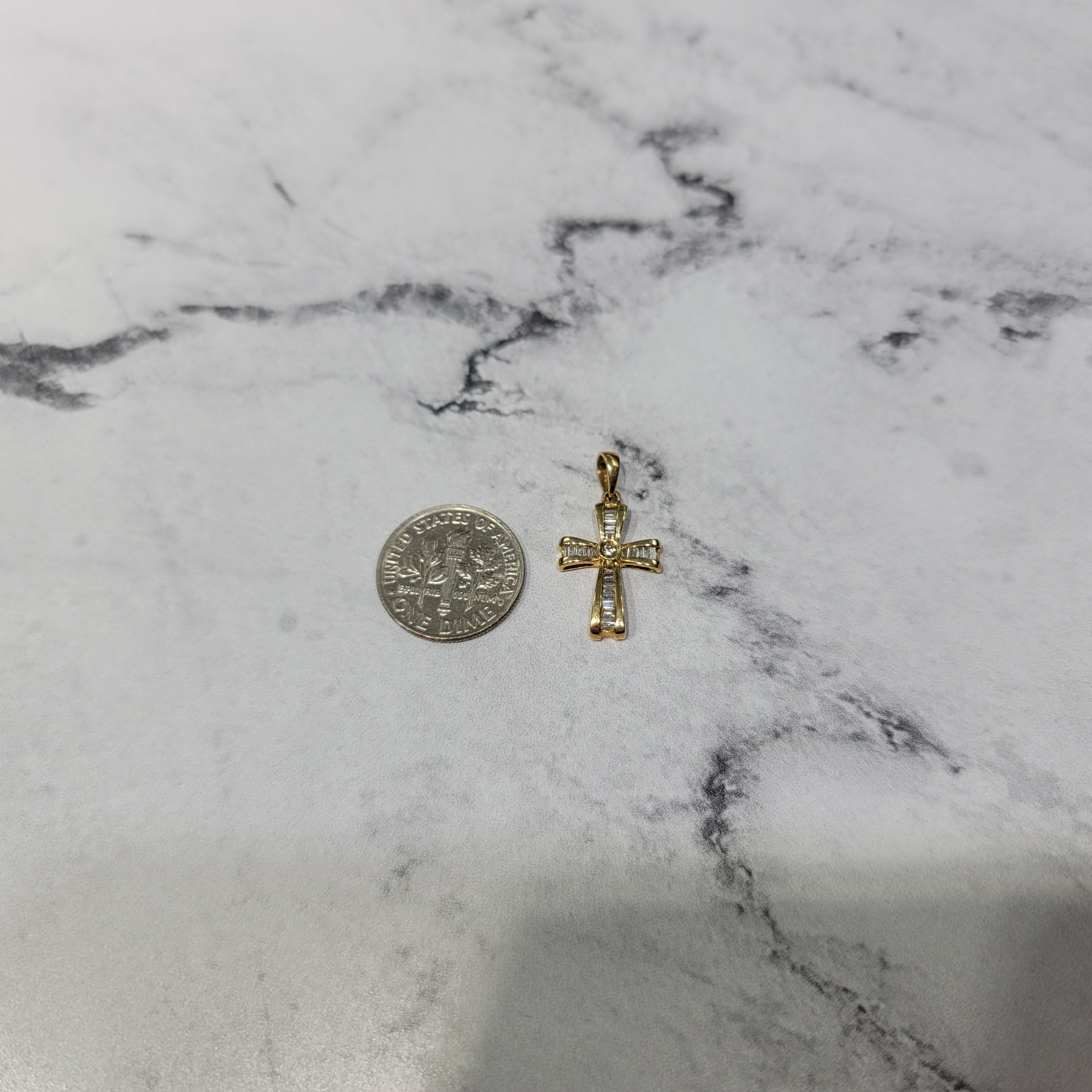 Small Baguette Diamond Cross Necklace - Elegant 14K Gold Pendant for Women | Perfect for Everyday Wear, Gifts & Special Occasions