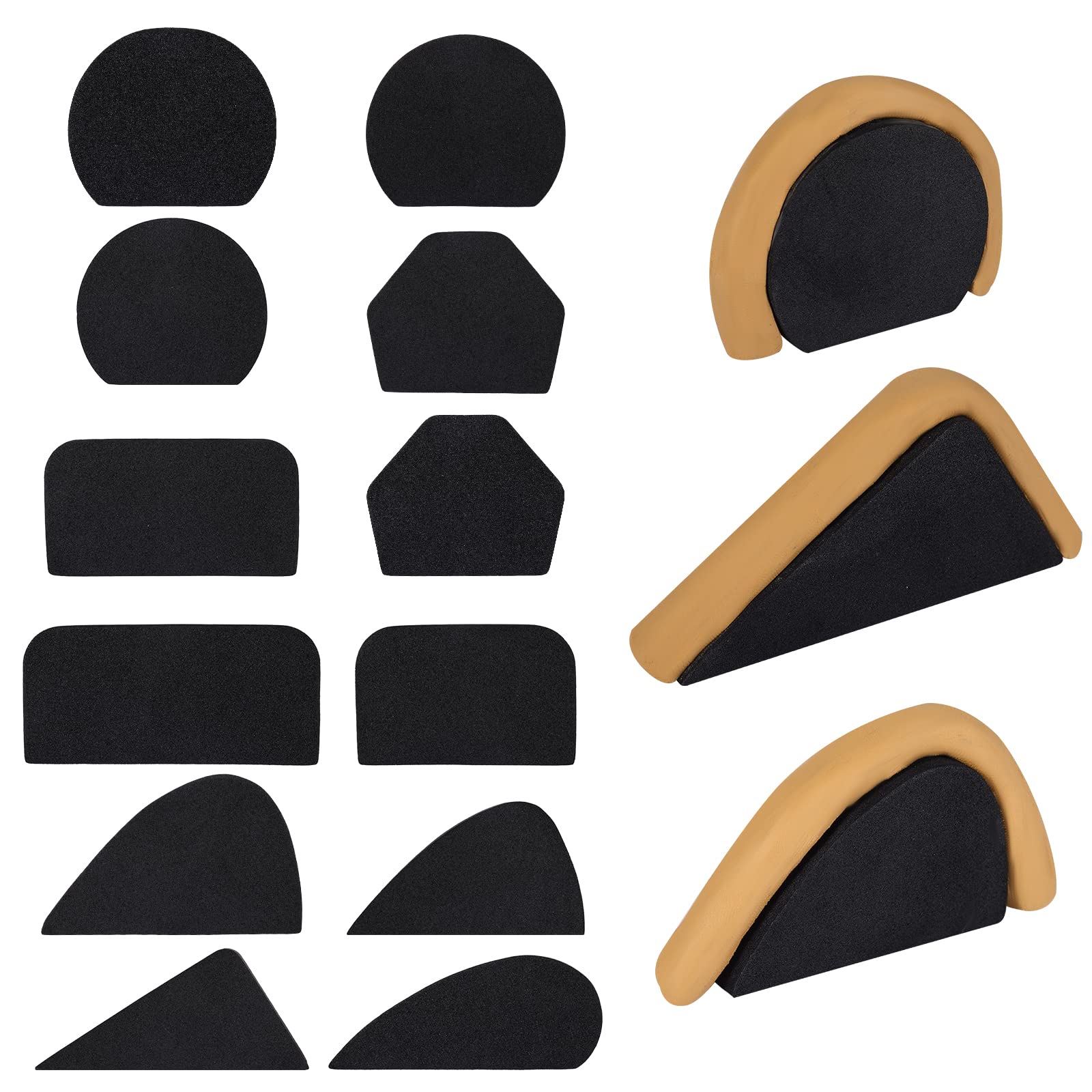 12PCS EVA Foam Pottery Mug Handle Molds - Assorted Shapes for Clay Ceramics (Black) - DIY Mug Making Tools for Handmade Cups, Perfect for Pottery Classes & Home Crafting Projects