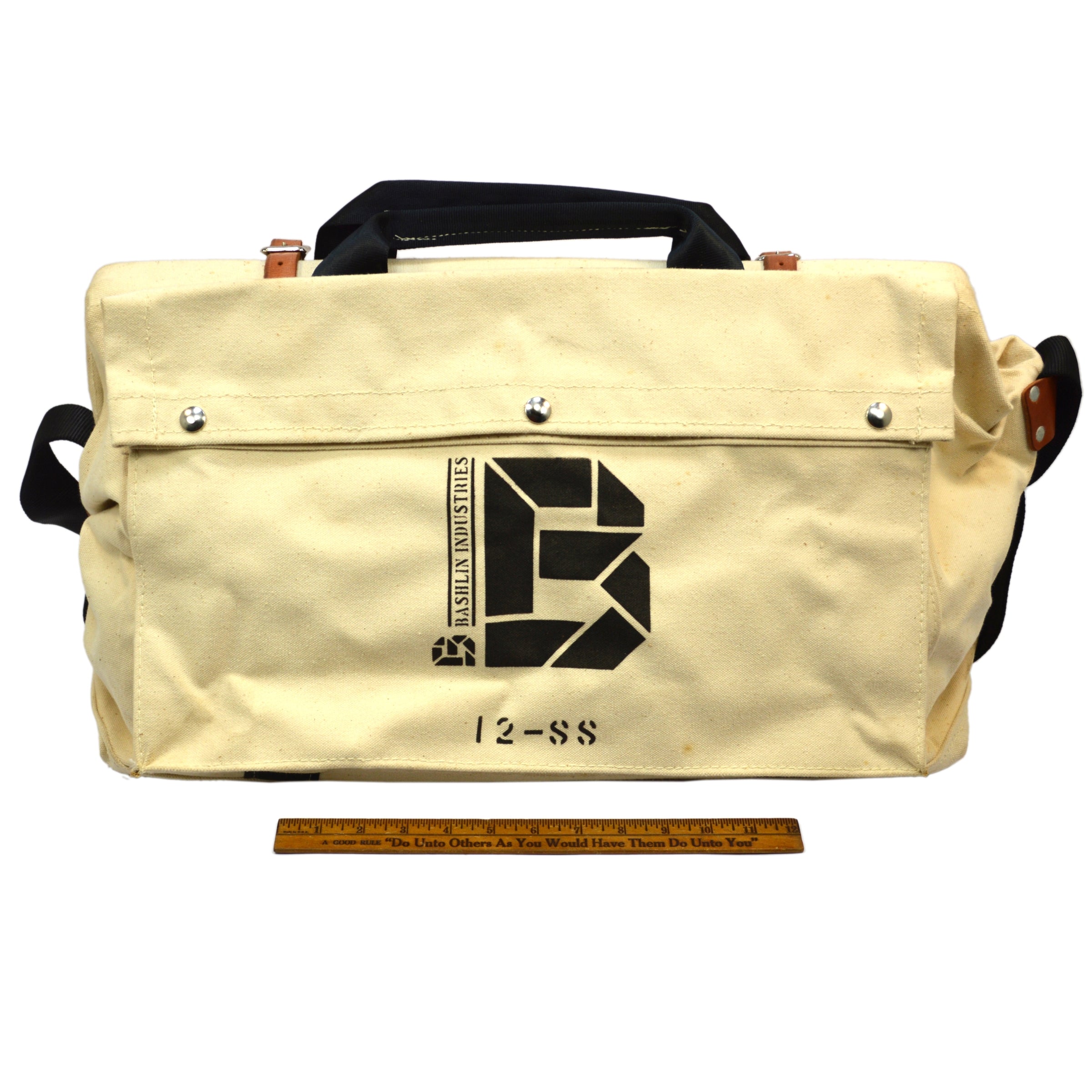 Bashlin Industries #12 Stainless Steel Tool Bag 22x13x11 - Heavy Duty Canvas Linemen Tools for Electricians & Contractors - Perfect for Work Sites & Outdoor Repairs