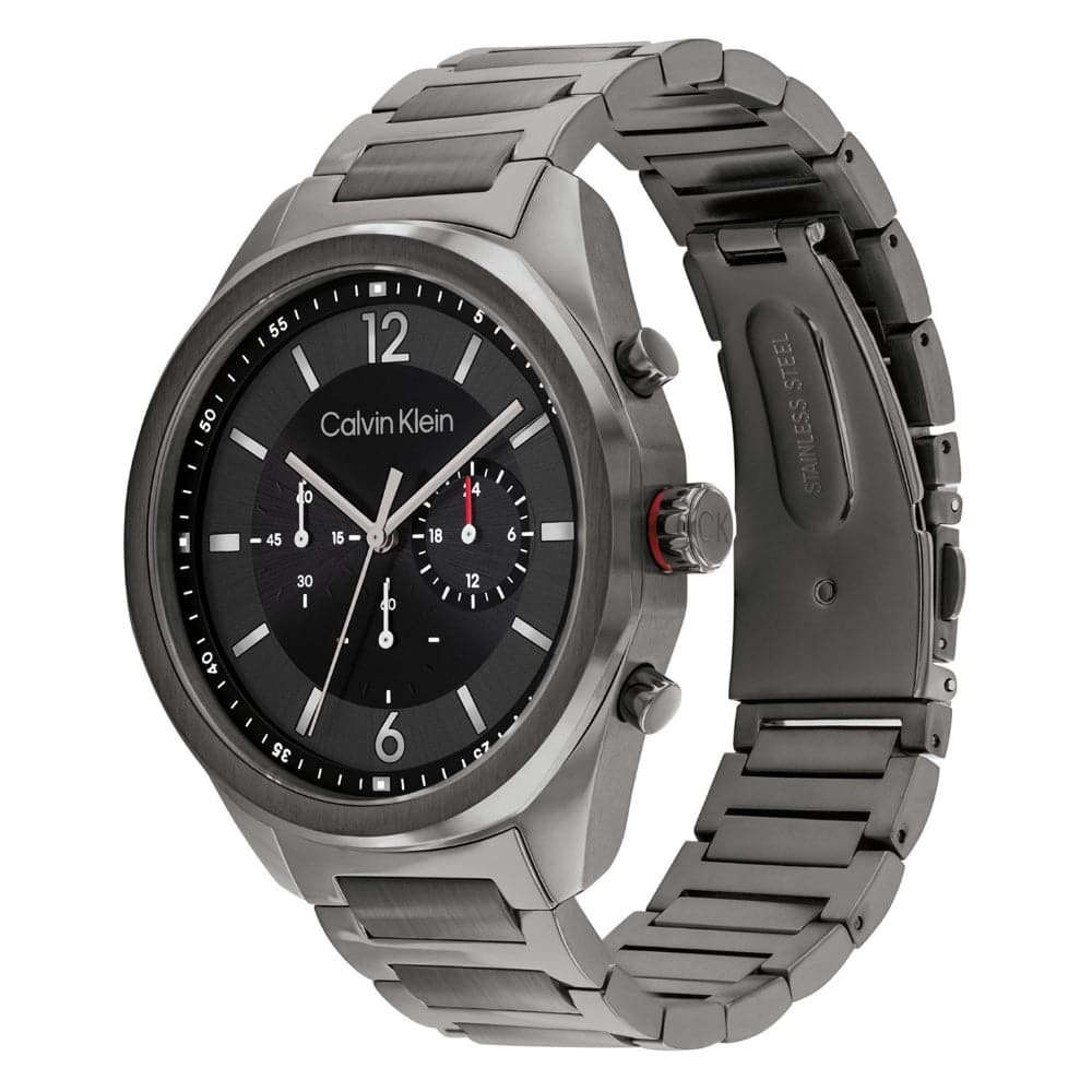 Calvin Klein Men's Black Dial Gray Stainless Steel Watch 25200267 - Stylish Dress Watch for Business, Formal Events & Everyday Wear