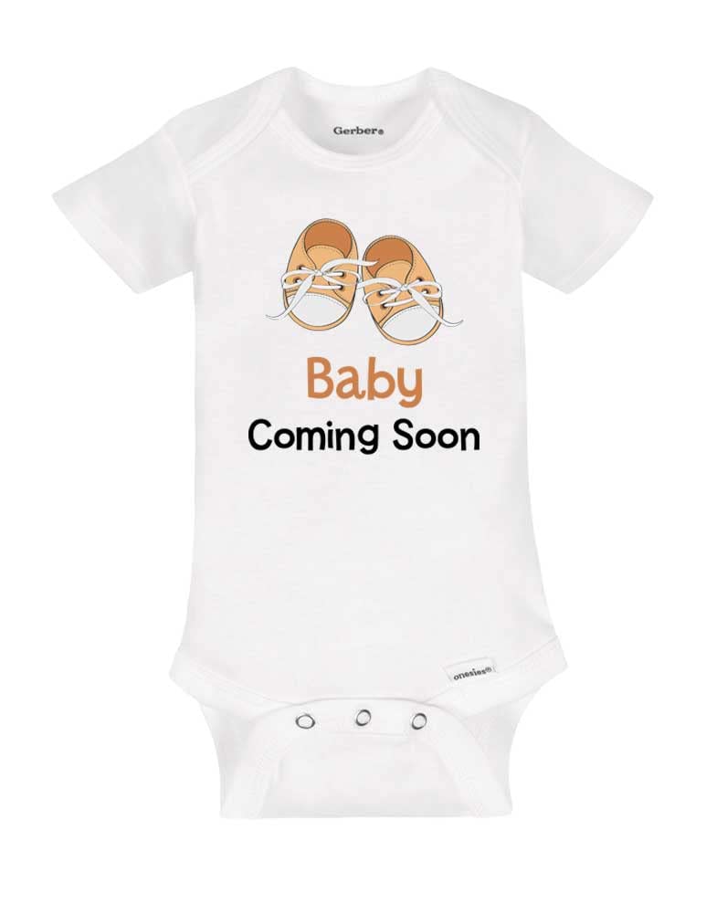 Baby Coming Soon Bodysuit - Cute Baby Shoes Design for Pregnancy Announcement - Perfect for Gender Reveal, Newborn Photo Shoots & Baby Showers