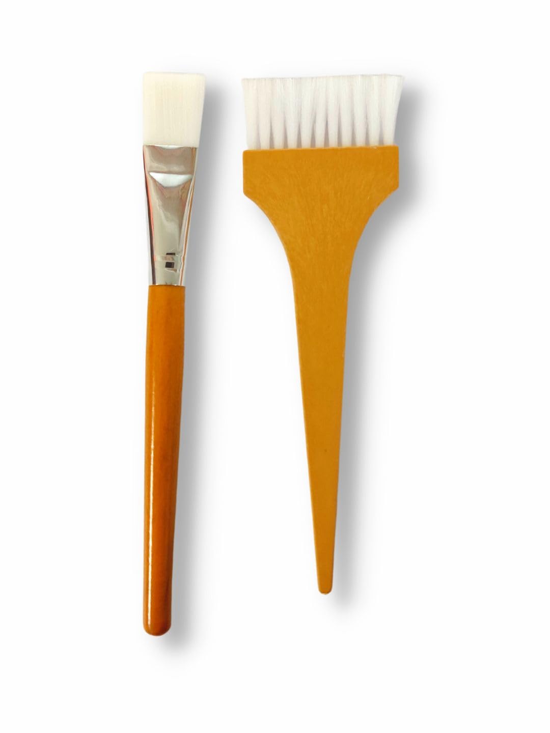Wooden Bleach & Dye Brushes with Plastic Face Mask Mixing Bowl Set - 3-Piece Combo for DIY Facial & Hair Coloring - Perfect for Salons, Home Spa & Beauty Treatments