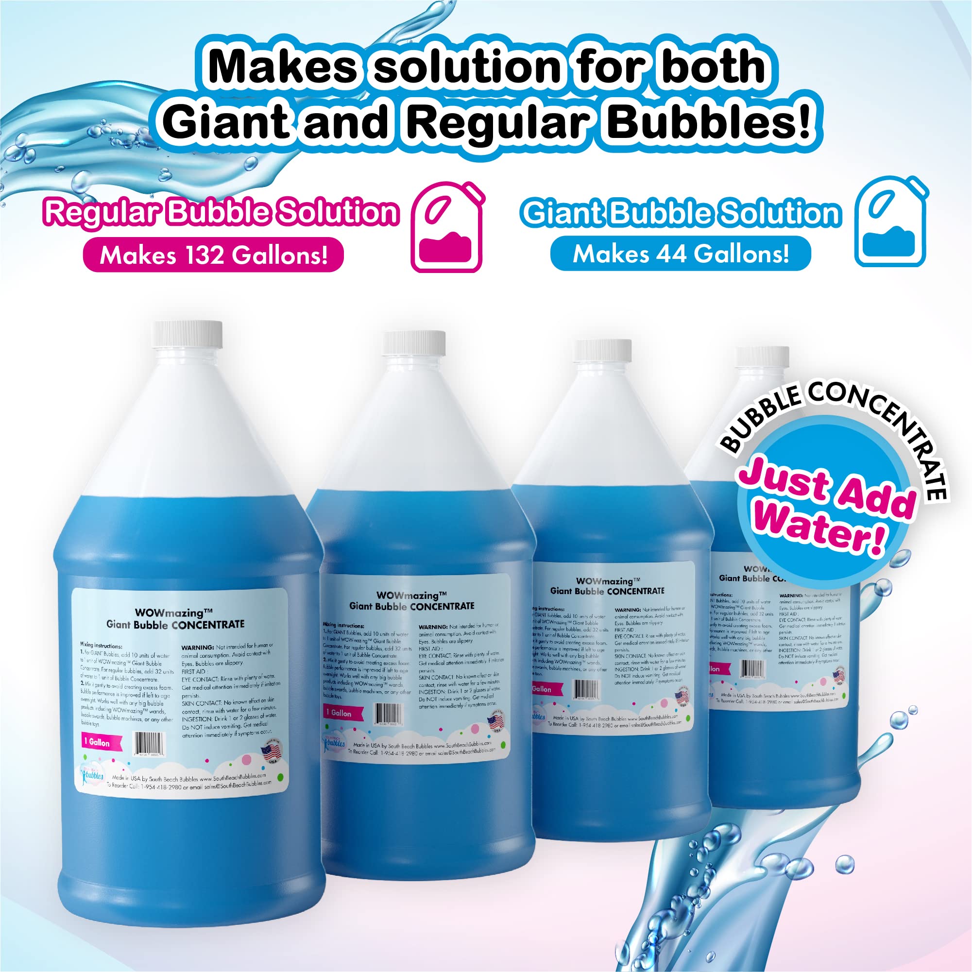 WOWMAZING Big Bubble Concentrate Solution - Make Giant Bubbles for Kids & Outdoor Play (Makes 132 Gallons) | Just Add Water | USA Made | Perfect for Birthday Parties, Backyard Fun & Summer Activities
